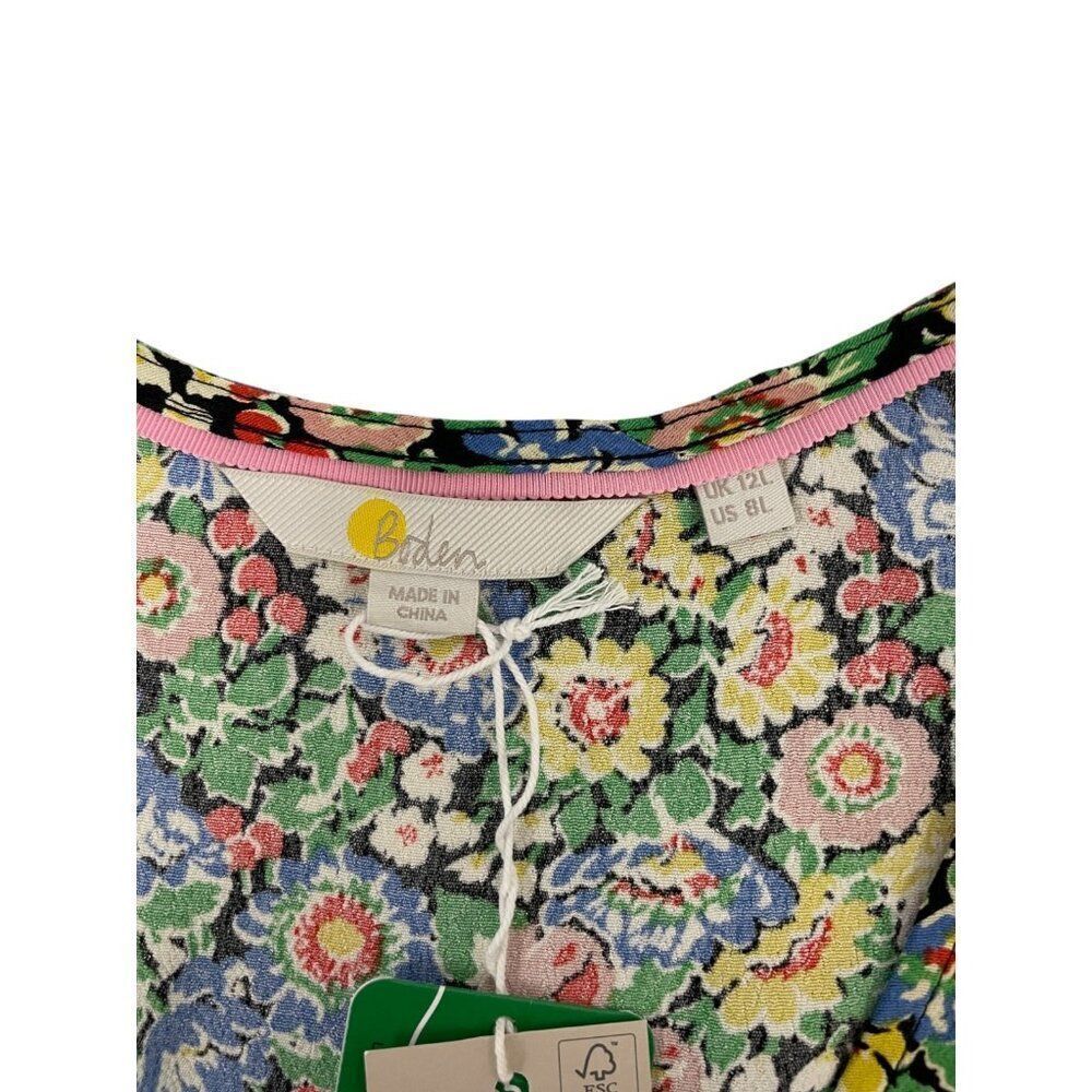 Boden Womens Midi Tea Dress UK 12L US 8L tall Multicolor Floral Vneck D0295 NWT - Picture 3 of 11